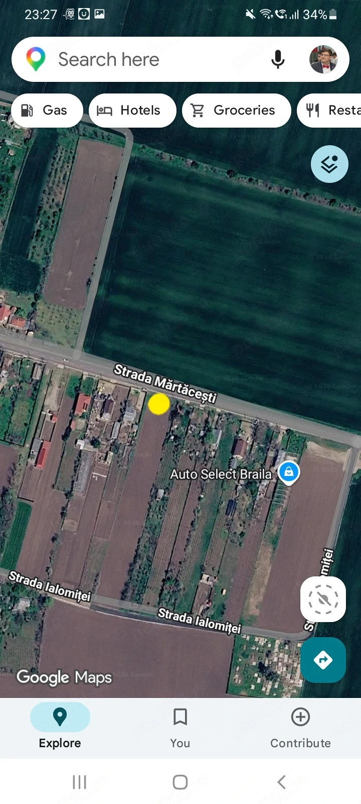Teren intravilan 1.250 mp, asfalt, utilități, între case   Mărtăcești, Brăila