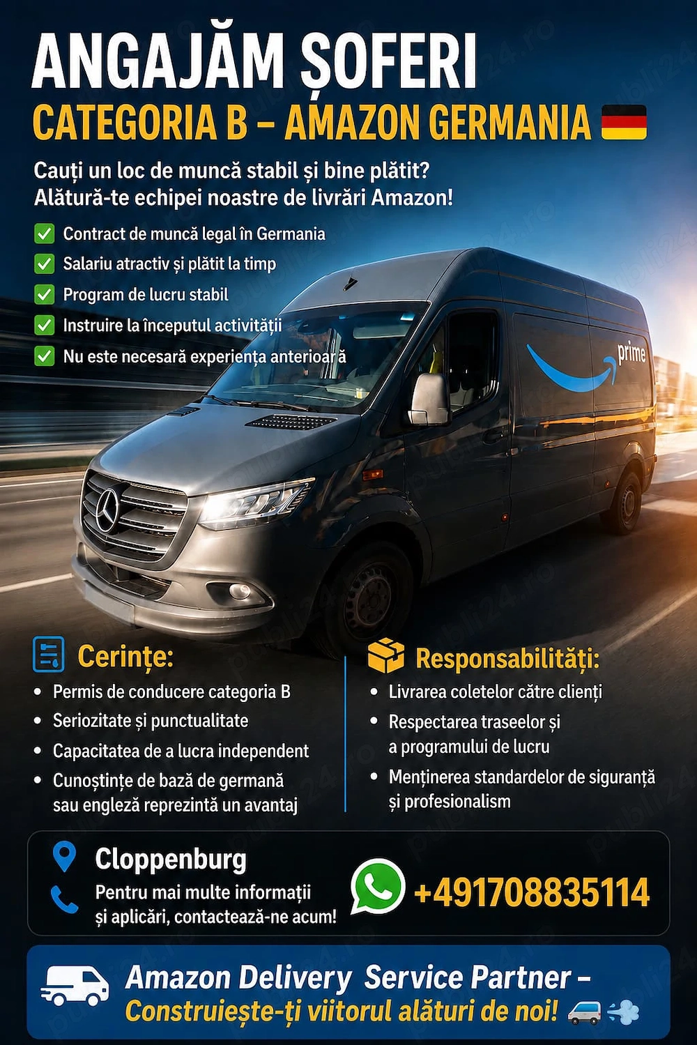 Angajem soferi categoria B Amazon Germania