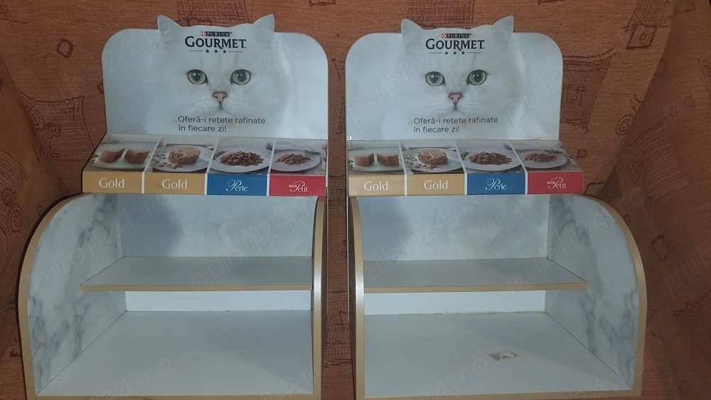 Stand si Organizator Premium Pisici - Purina Gourmet (Pet Shop sau Acasă) - Super Ofertă!