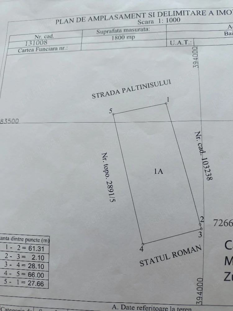 PENTRU INVESTITORI Teren Str.Dumbravei 9900 mp,Teren Ste.Paltinisului 1800 mp