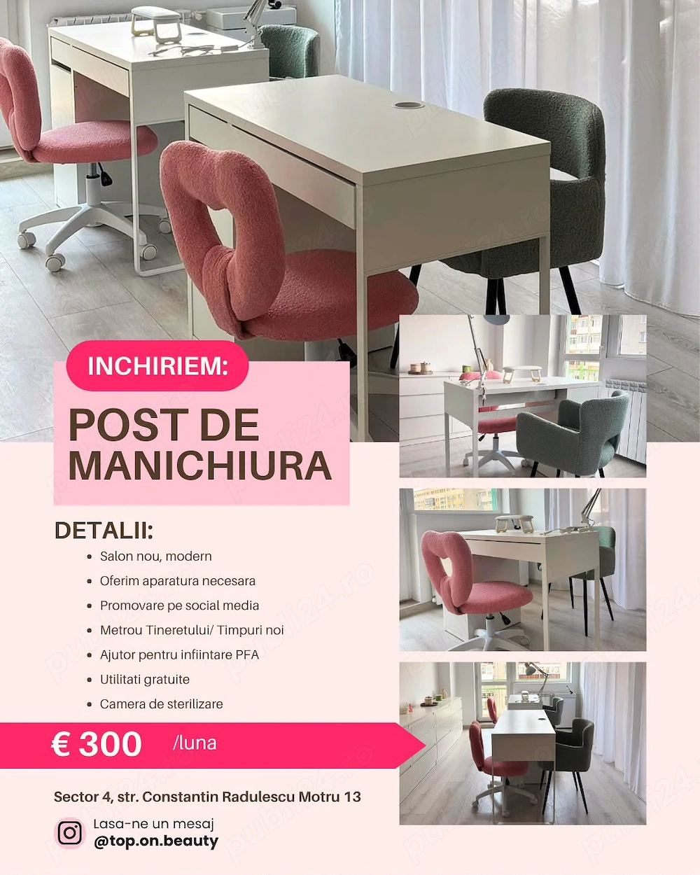 Post manichiura chirie, sector 4 Tineretului - Timpuri noi