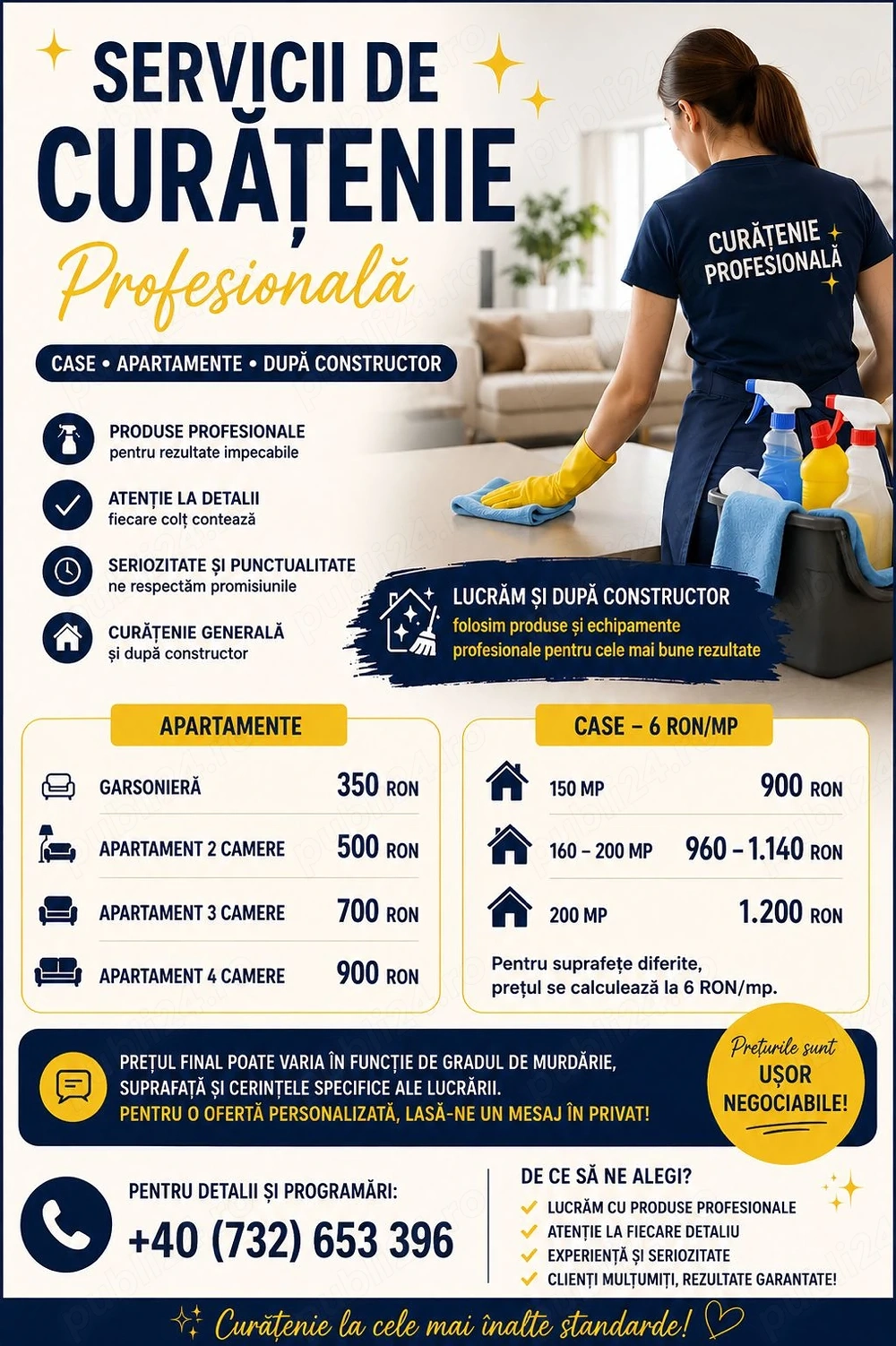 Curățenie profesională | Apartamente, case și după constructor | Produse profesionale