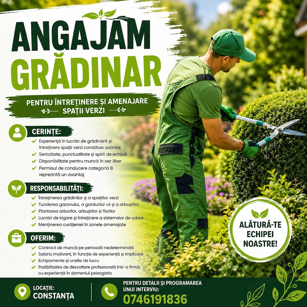 Angajam gradinar   peisagist CONSTANTA