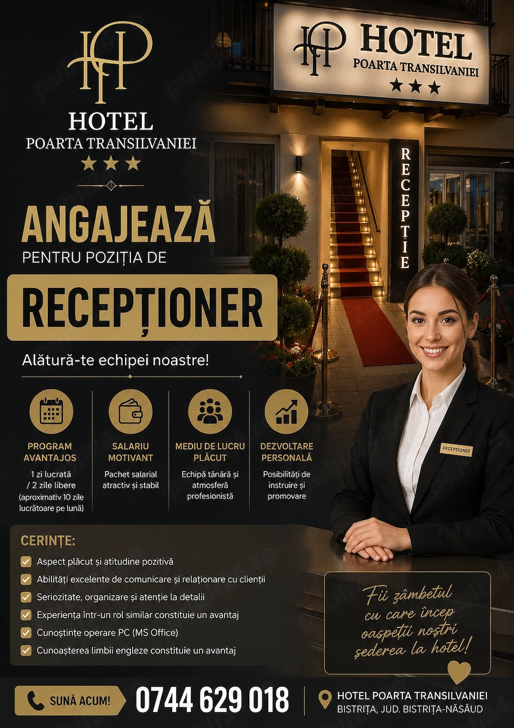angazam receptioner hotel Poarta Trasnilvaniei