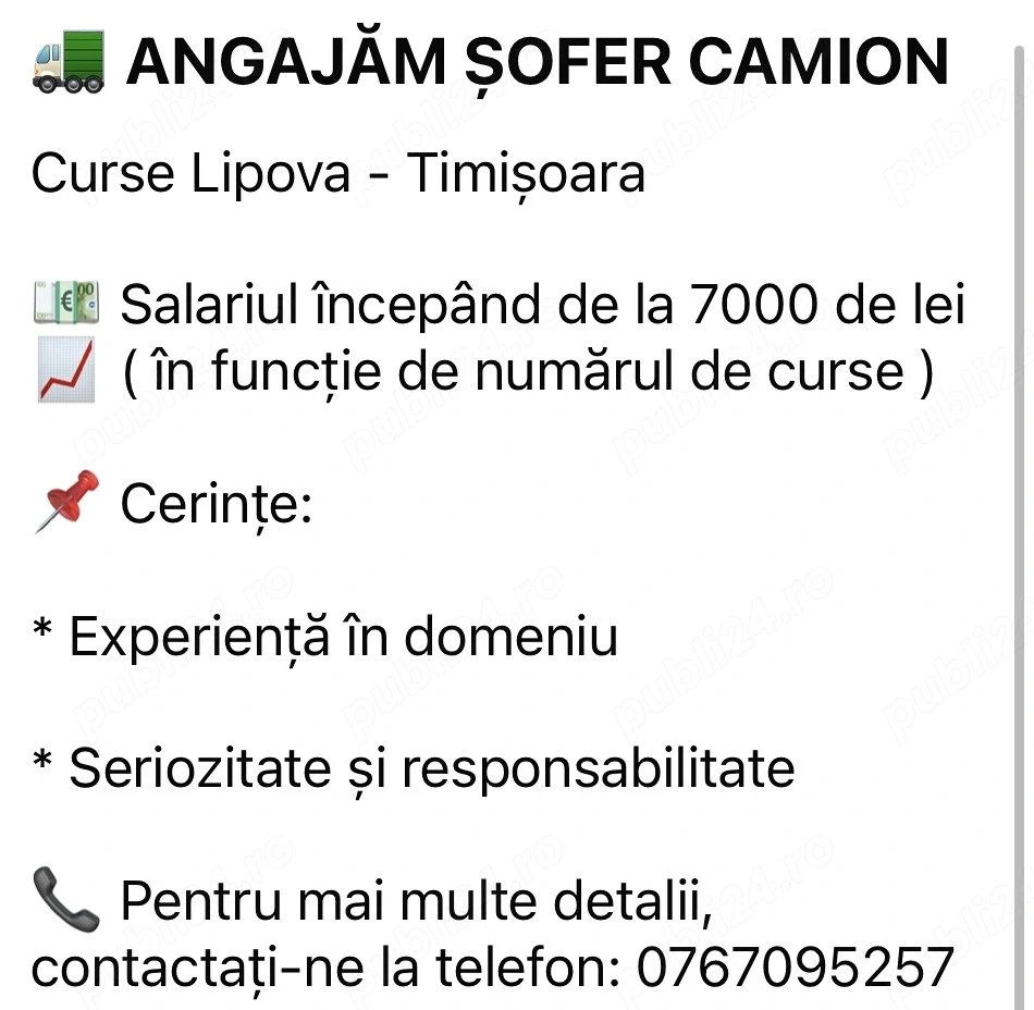 Angajăm șofer pe basculă , salar atractiv 