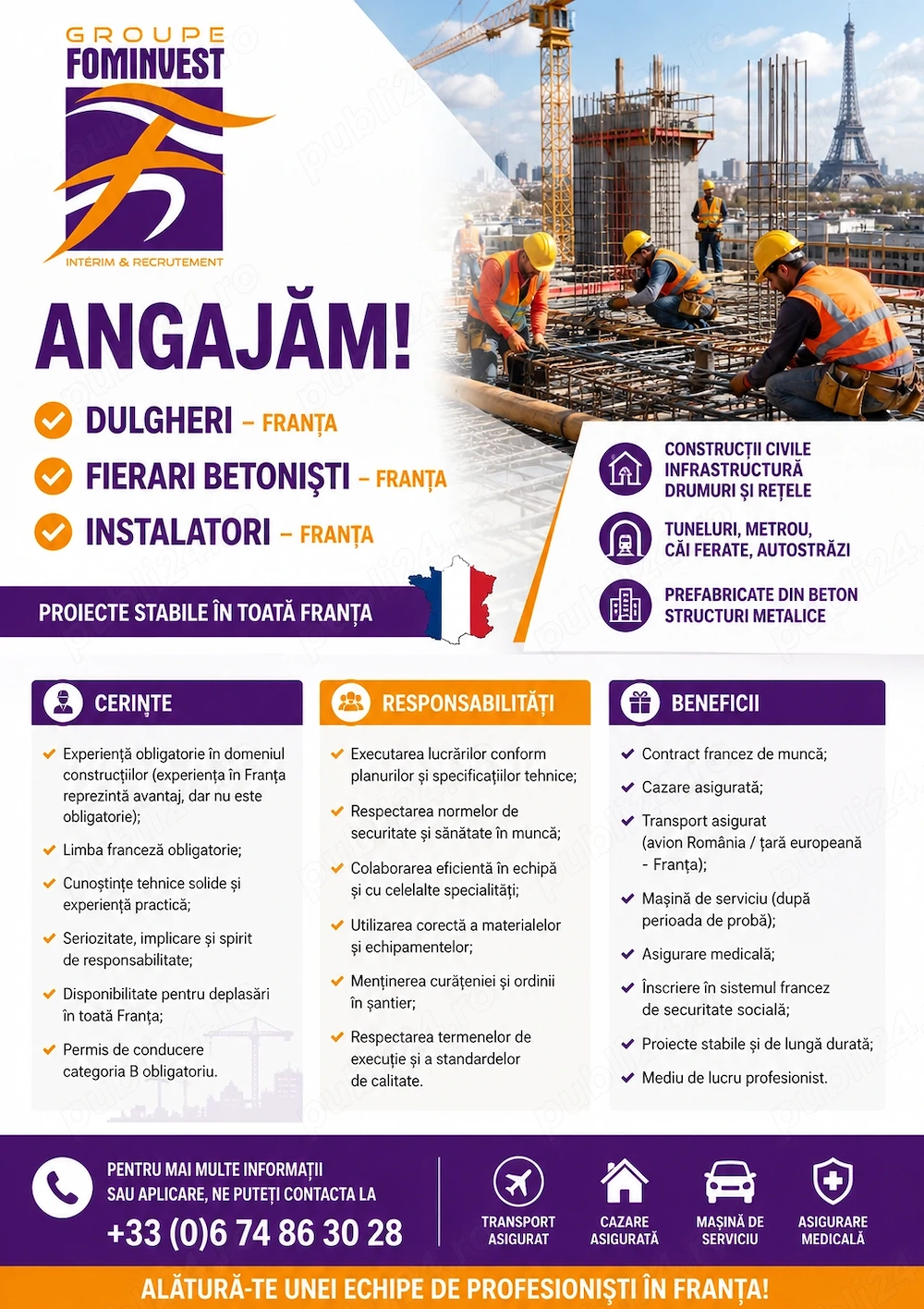 Angajăm Personal În Construcții   FRANȚA