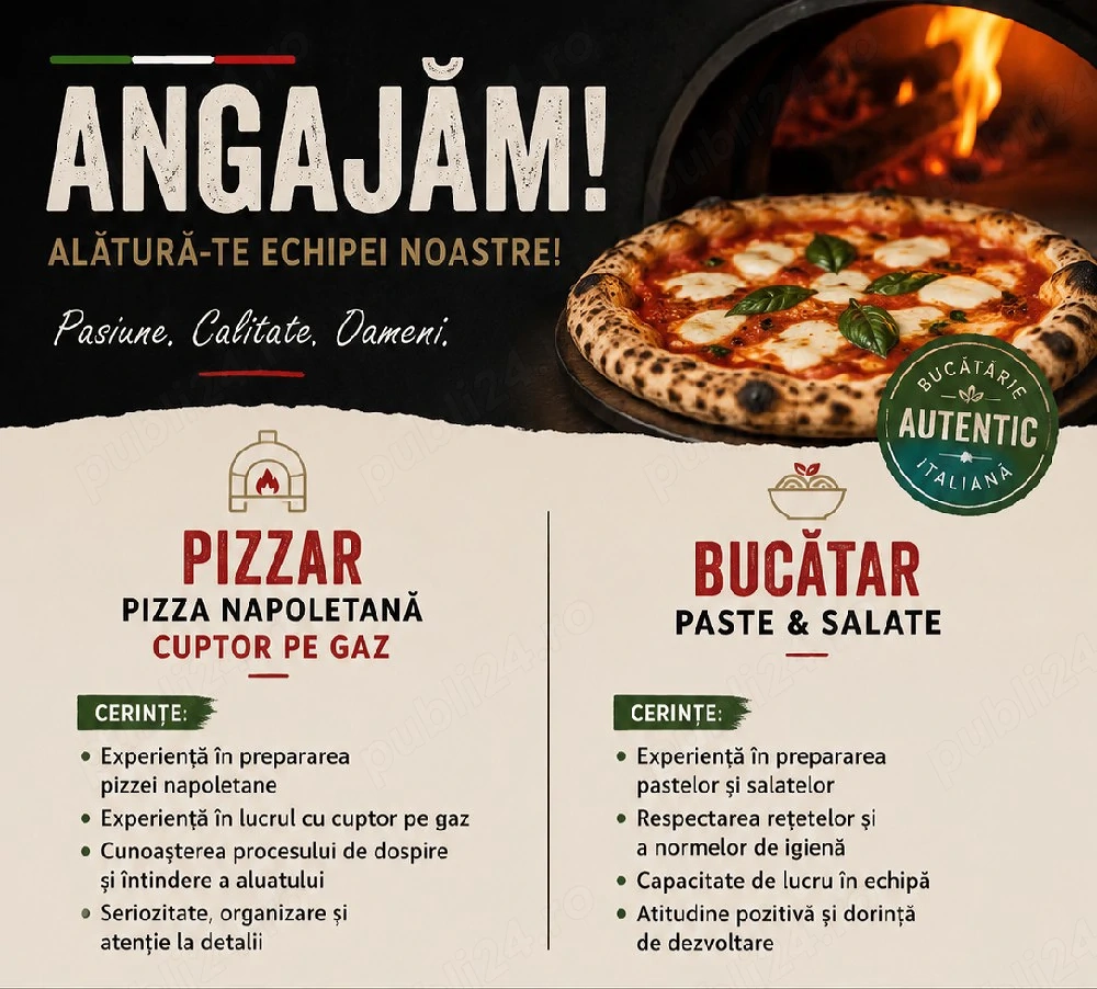 Angajam colegi pizzari ai bucatari