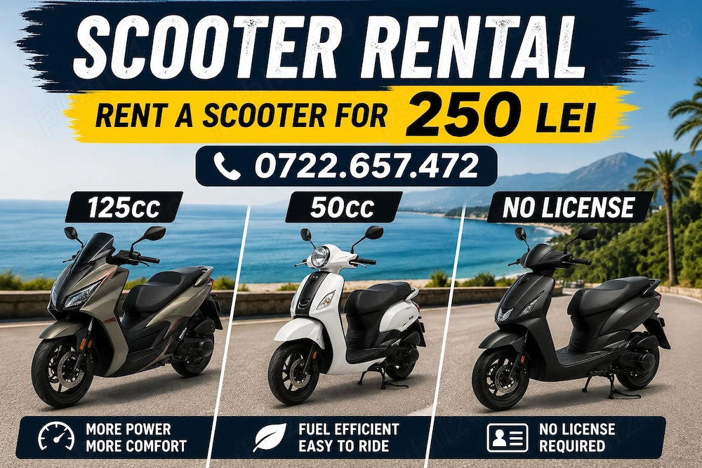 Scooter rental! Inchiriez scutere!