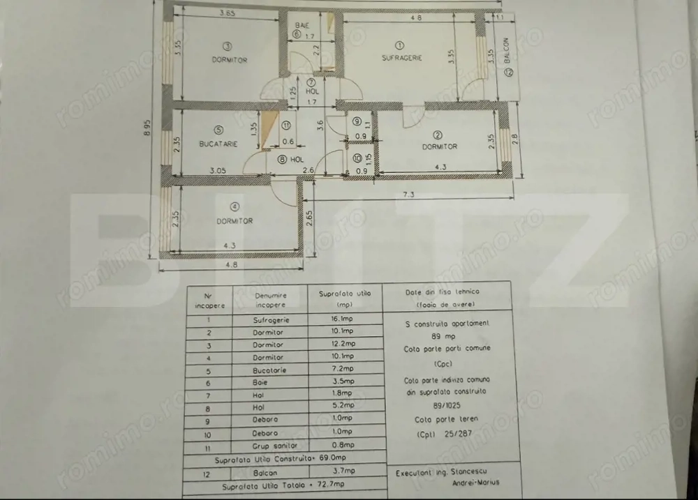 Apartament 4 camere, 69 mp, zona Aleea Trandafirilor 