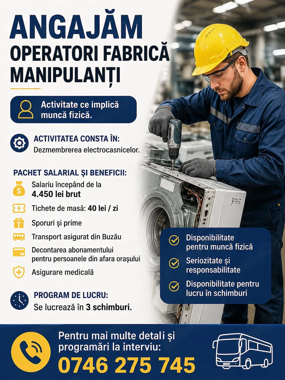 OPERATORI FABRICA, Muncitori Necalificati, Manipulanti