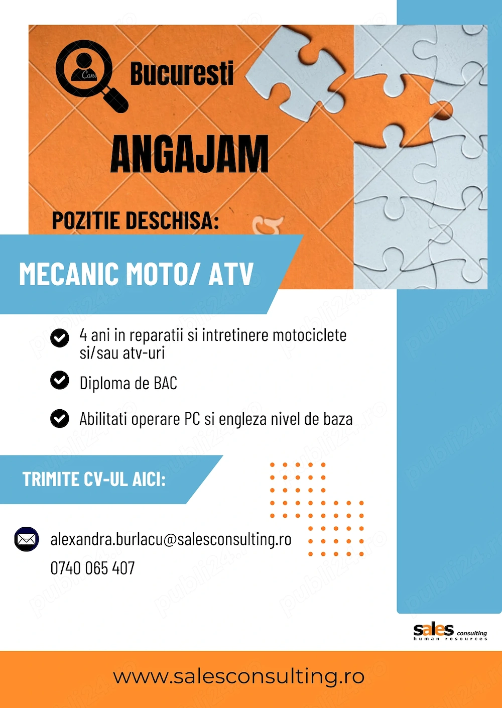 Anunt angajare - mecanic moto  ATV