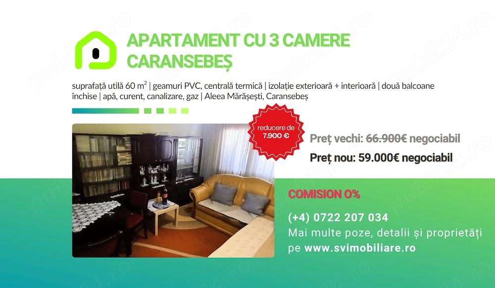 Comision 0 - Apartament 3 camere zona Pipirig