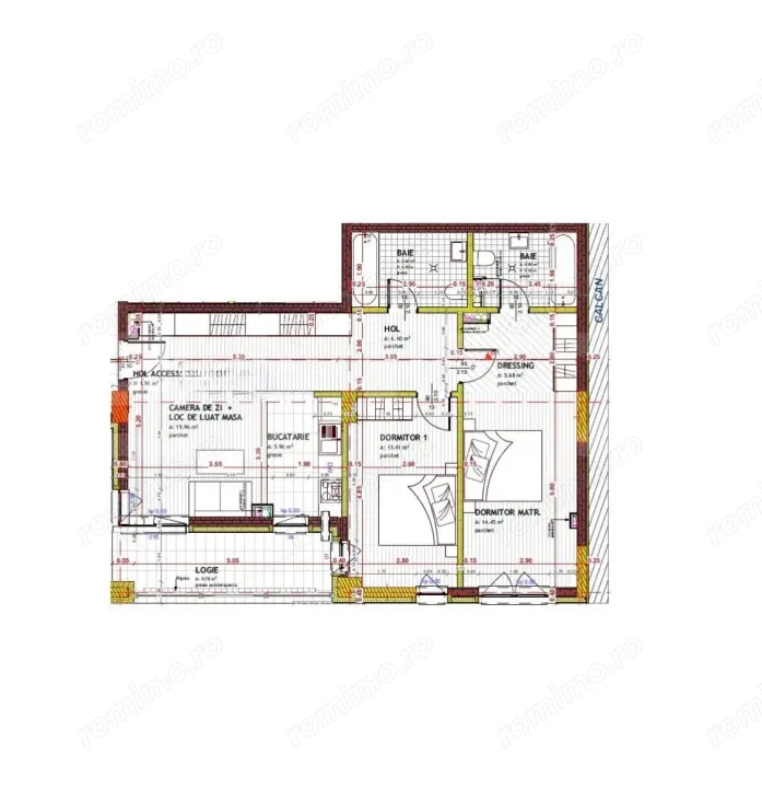 Apartament semifinisat, 78 mp, bucatarie inchisa, incalzire in pardoseala