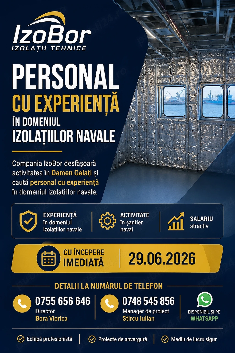 IzoBor angajează izolatori navali