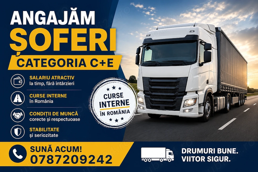 Angajăm șofer categoria C+E prelata 