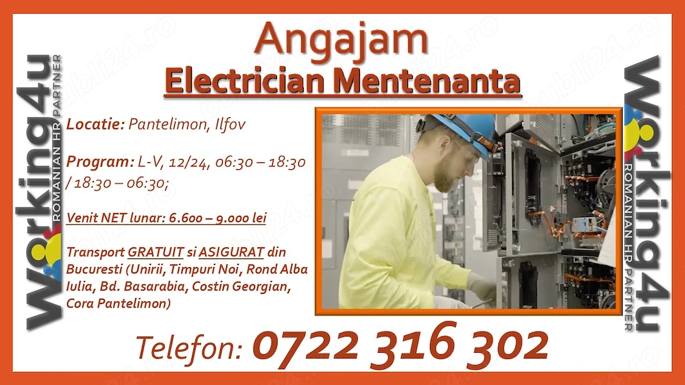 Electrician Mentenanta Fabrica de Bauturi