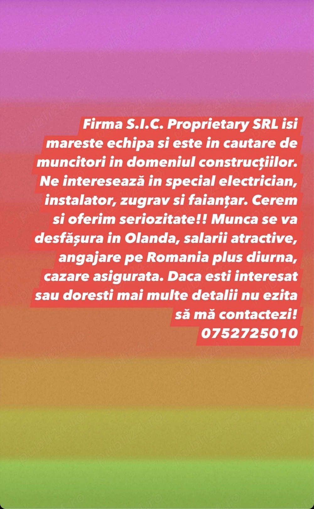 Angajări în Construcții Olanda
