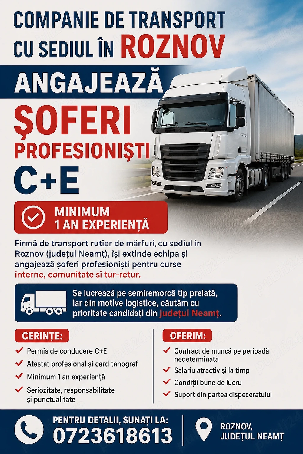 Angajam sofer profesionist CE pentru intern extern