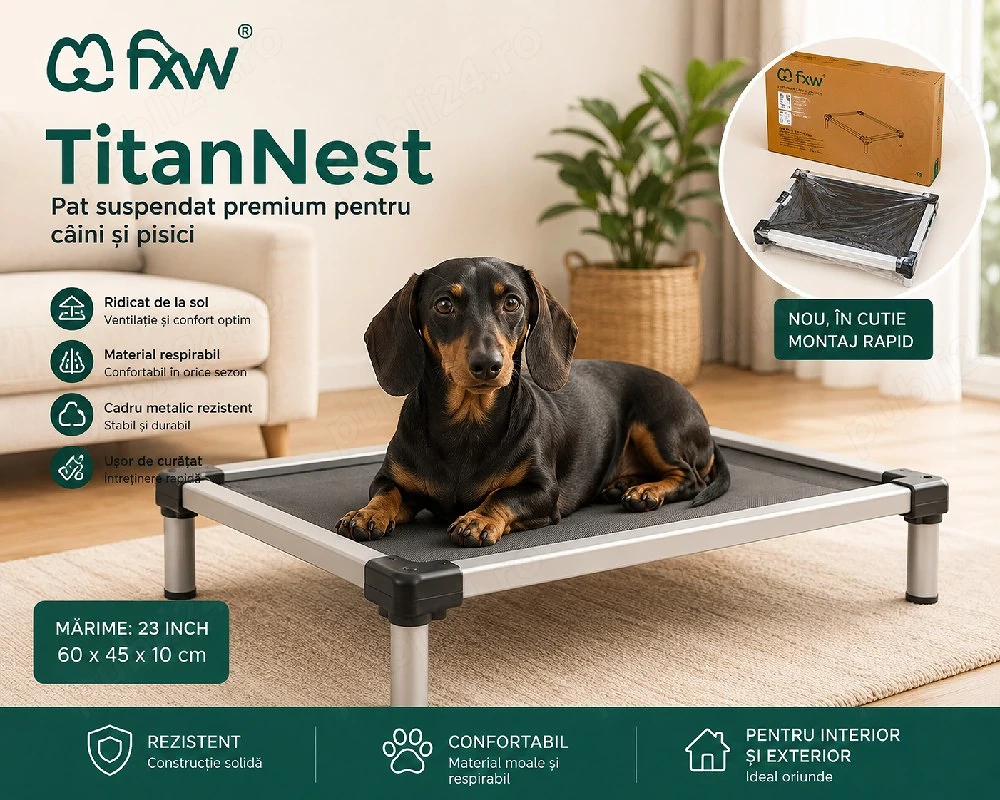 Vând pat animale de companie sezlong suspendat FXW TitanNest, culoare gri, produs nou, cu ambalajul 