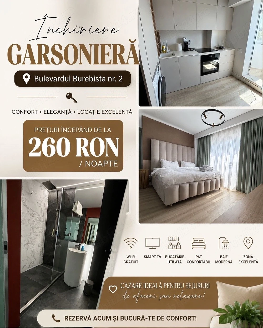Garsonieră premium de închiriat   Burebista nr. 2