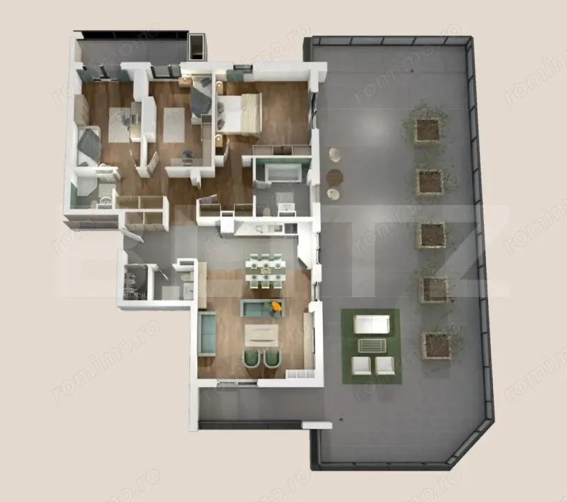 Penthouse 4 camere, 118mp, 152mp terasa, zona Vivo