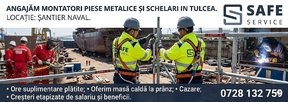 Angajam Santier naval Tulcea. Oferim cazare