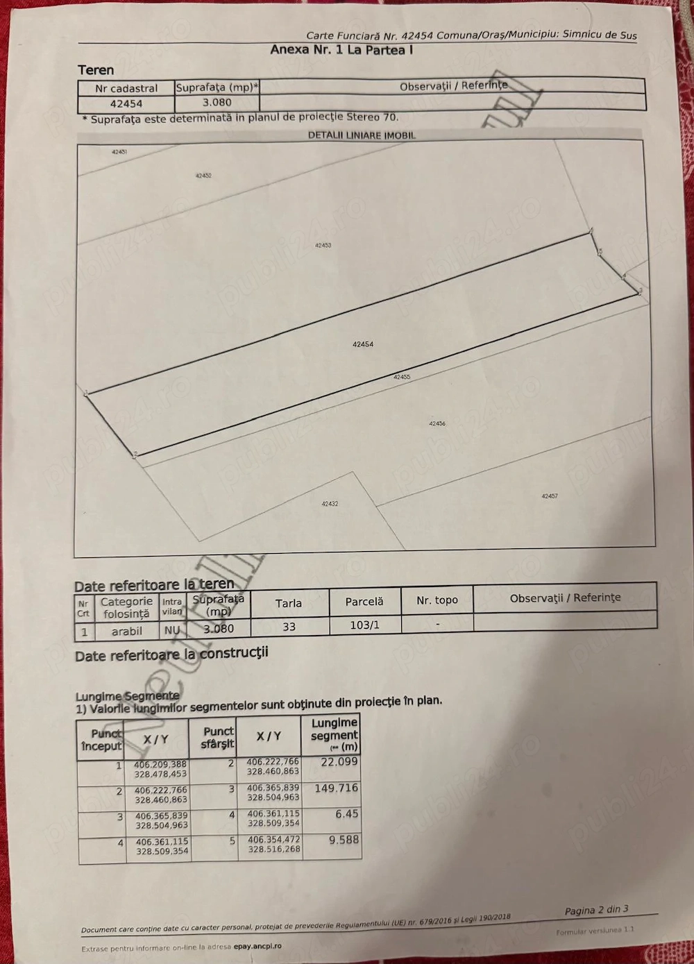 Vând teren extravilan siminicul de sus sat cornetu Dolj 18780mp