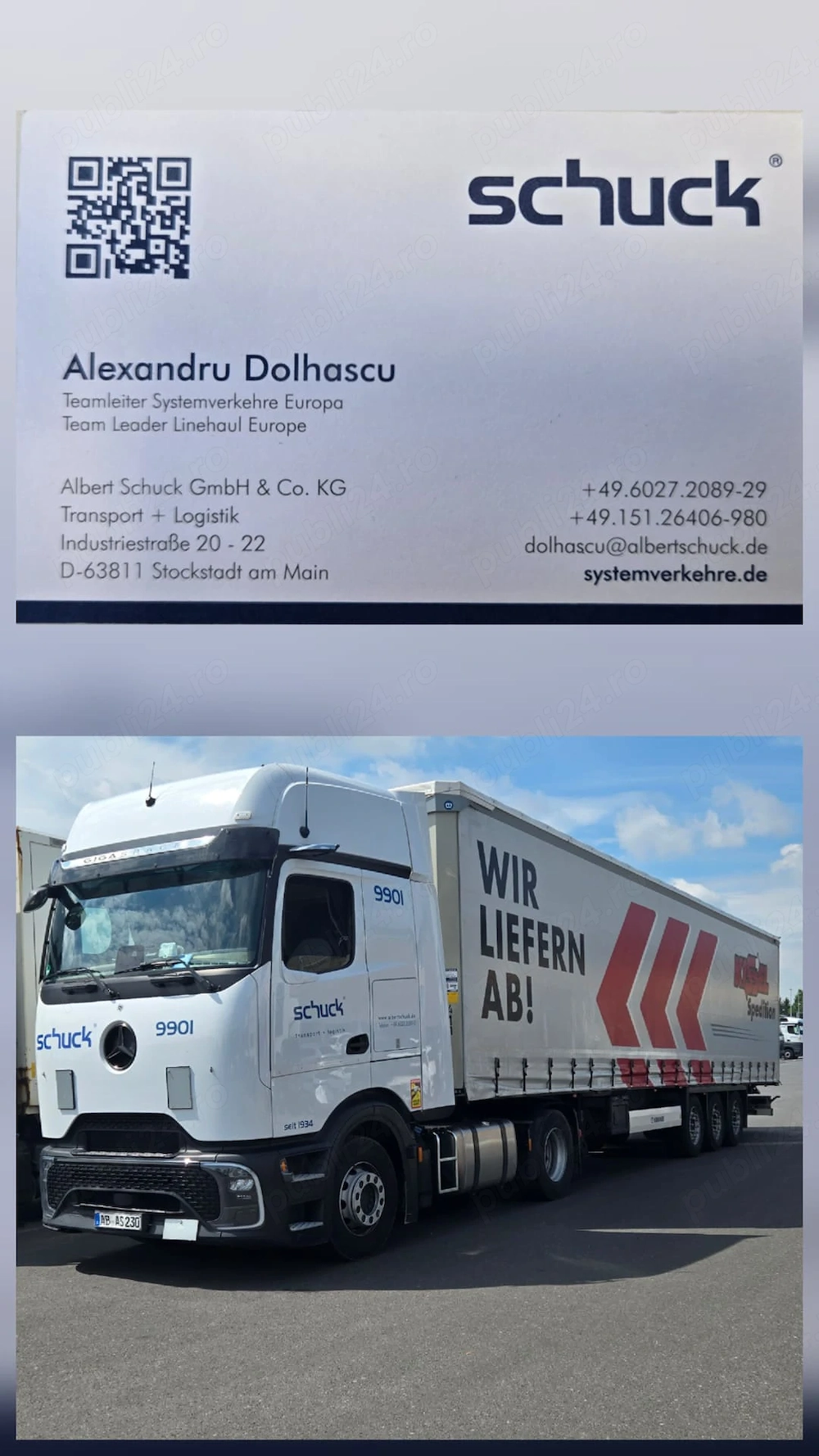 Albert Schuck Transport&Logistik angajeaza Sofer Profesionist pentru Cap Tractor + Semiremorca