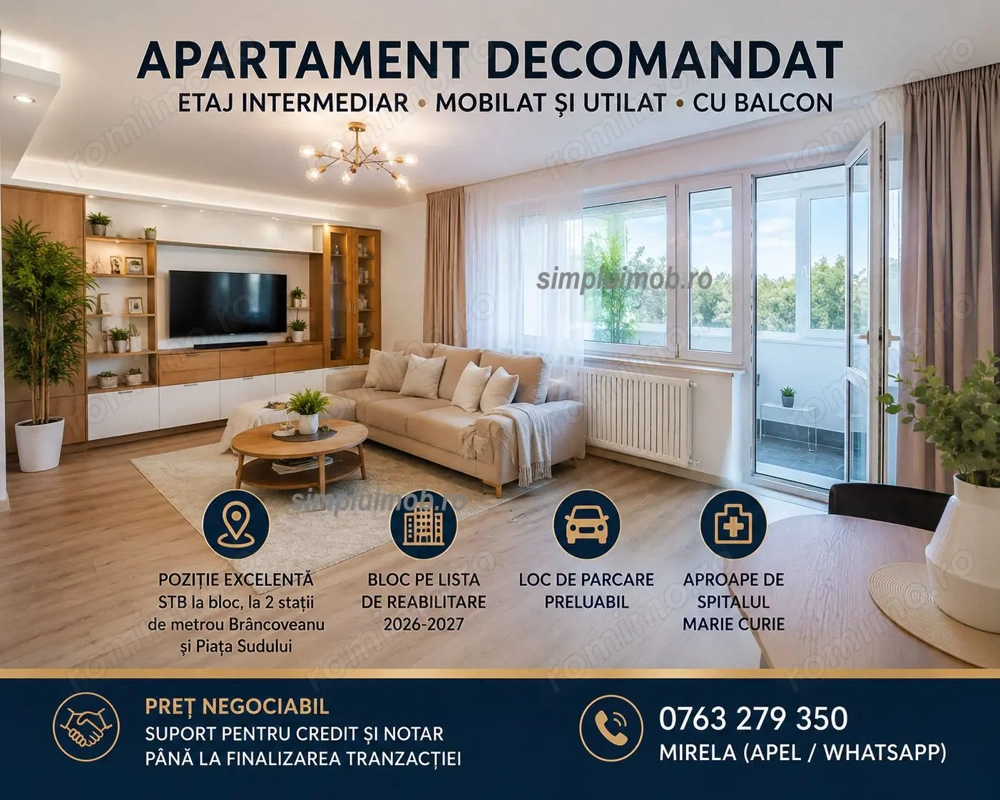 Brancoveanu 2 camere decomandat Huedin Sector 4