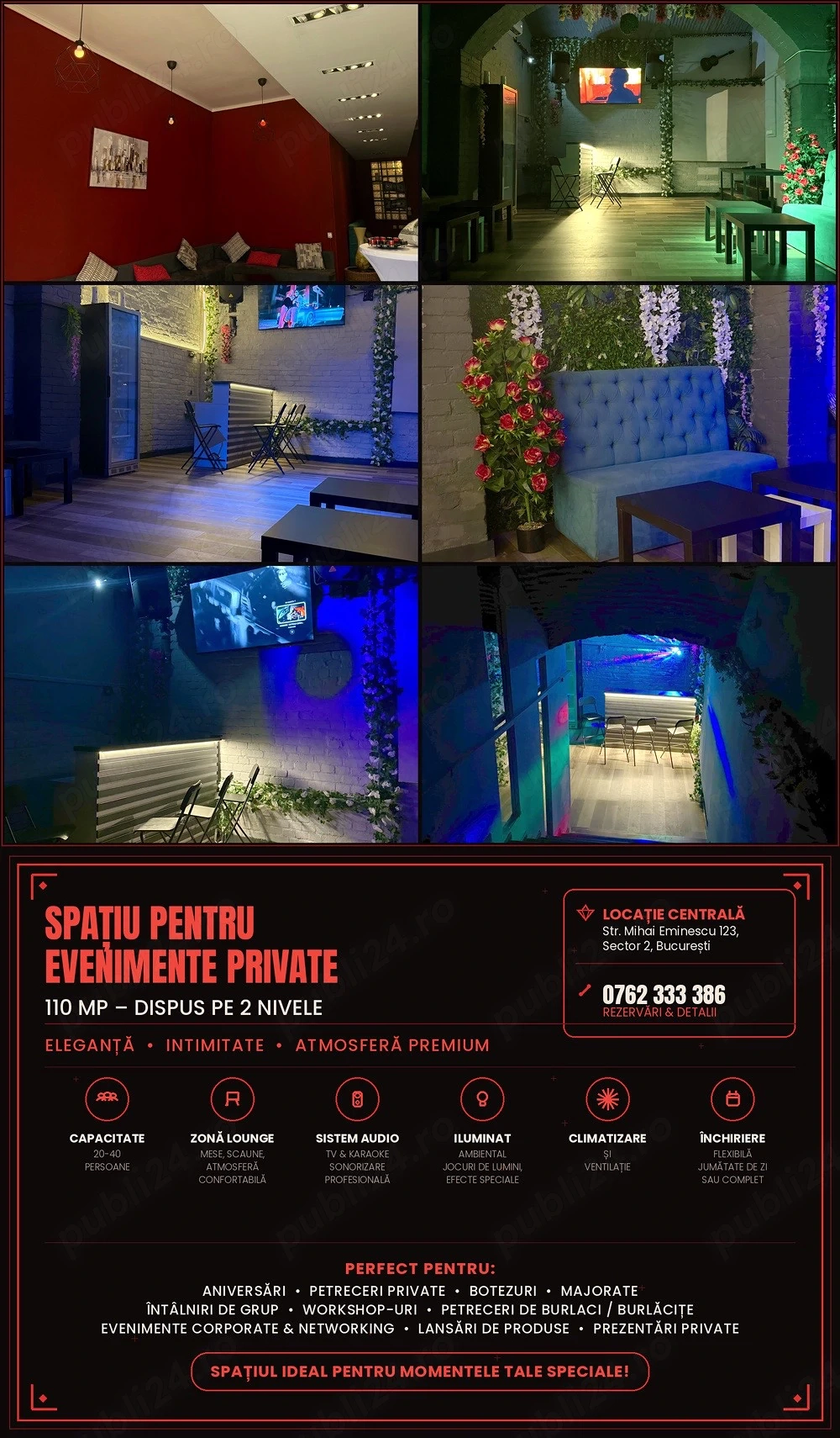 Spatiu pentru evenimente, petreceri şi majorate, central