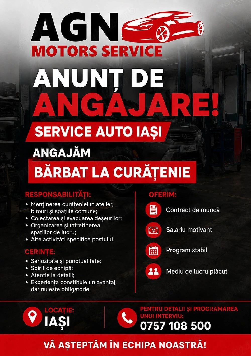 Angajam bărbat curățenie service auto 