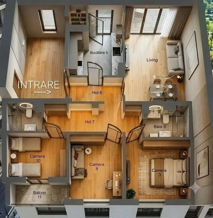 Apartament 4 Camere-80MPU-Etaj 3-Pivnita-2 Balcoane-Strand