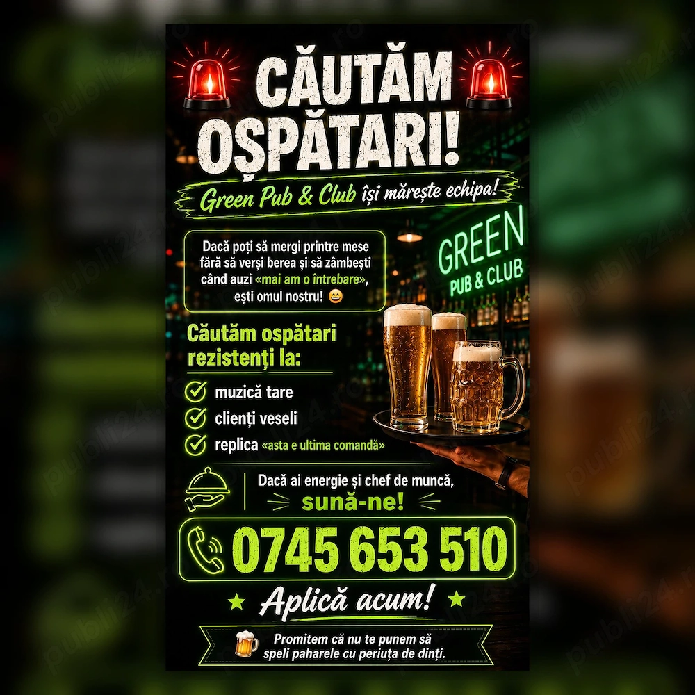 Angajăm ospătari cu sau fără experiență în Constanța