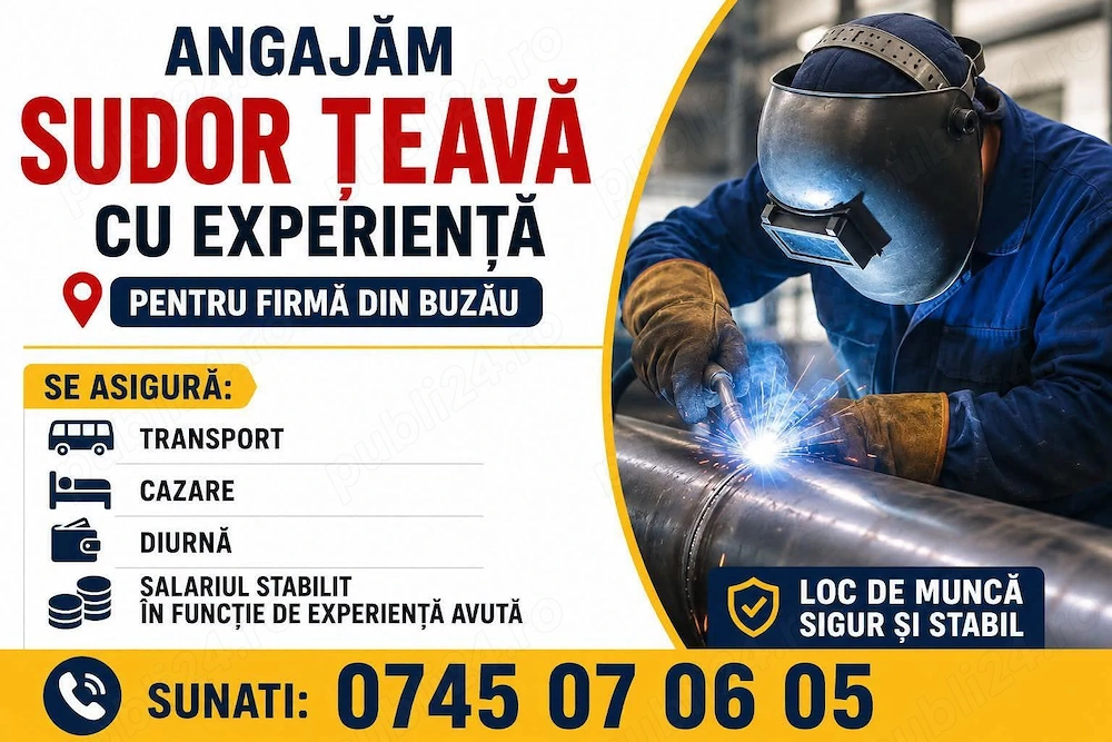 Angajăm sudor țeavă cu experiență