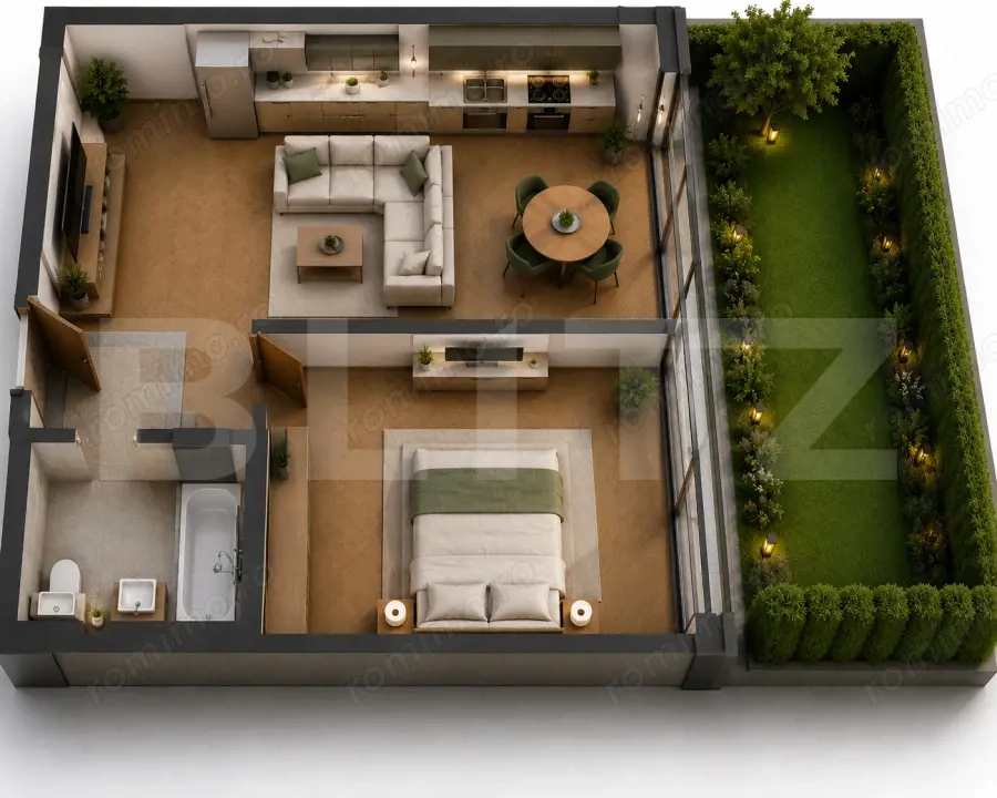 Apartament 2 camere, 43mp, gradina, in Apahida 
