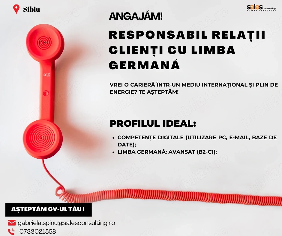 Angajam Responsabil Relatii Clienti cu limba germana