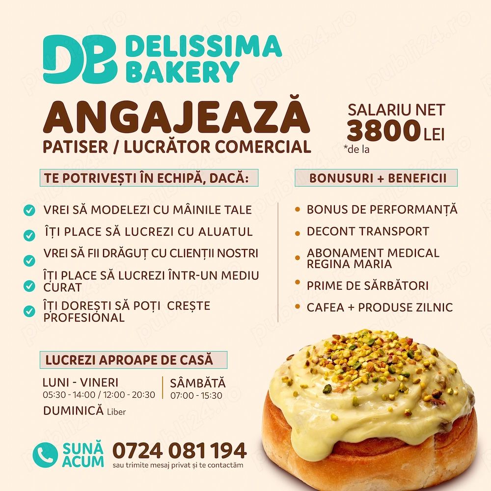 Lucrator comercial covrigarie Delissima Bakery
