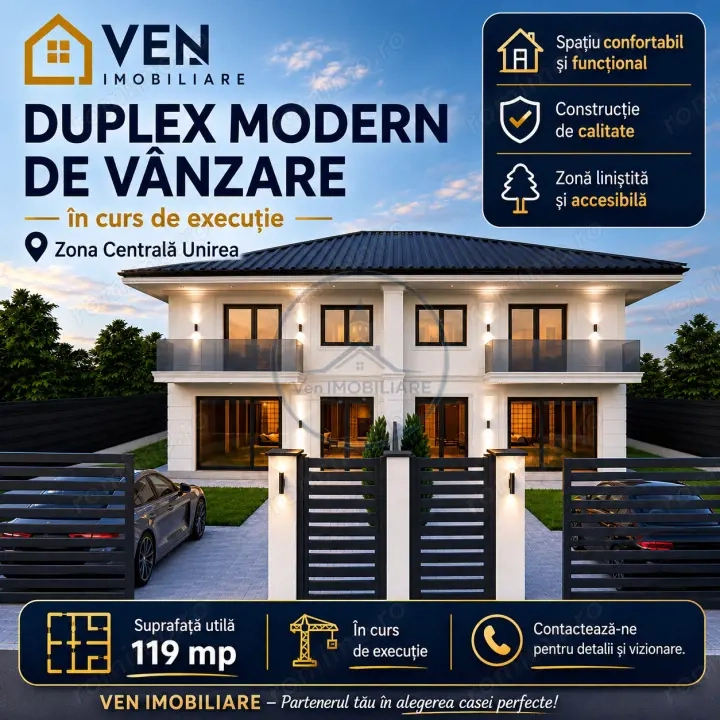 Duplex modern 119 mp în Unirea | 3 dormitoare | Terasă generoasă + balcon