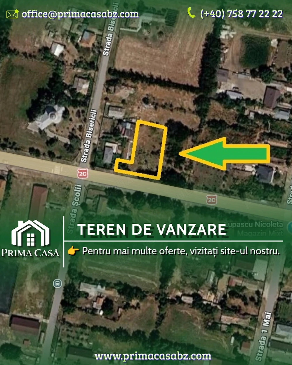 Locuri de casa in sat Caltuna Smeeni   2 loturi de 800 si 1307mp   drum asfaltat   intre case   Pret