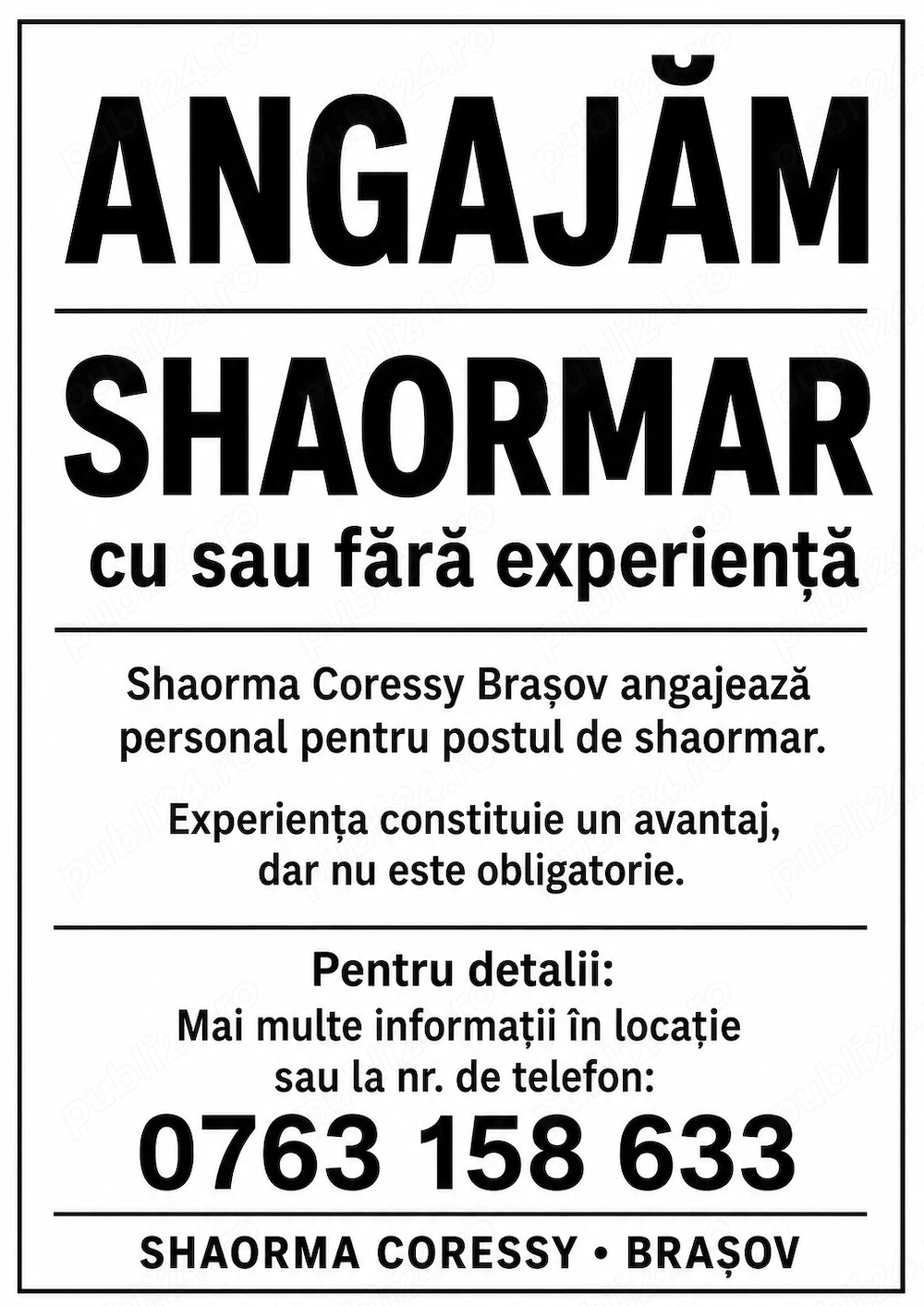 Shaormeria Coressy Brașov Angajează 