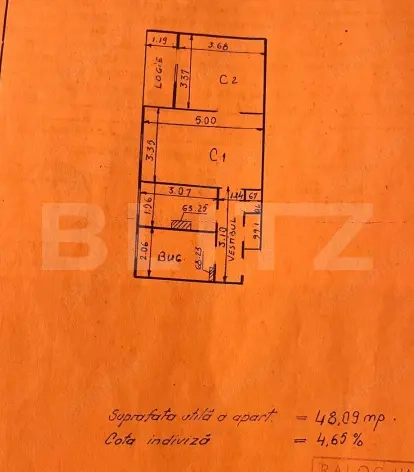 Apartament 2 camere, 48 mp, zona Podu Ros