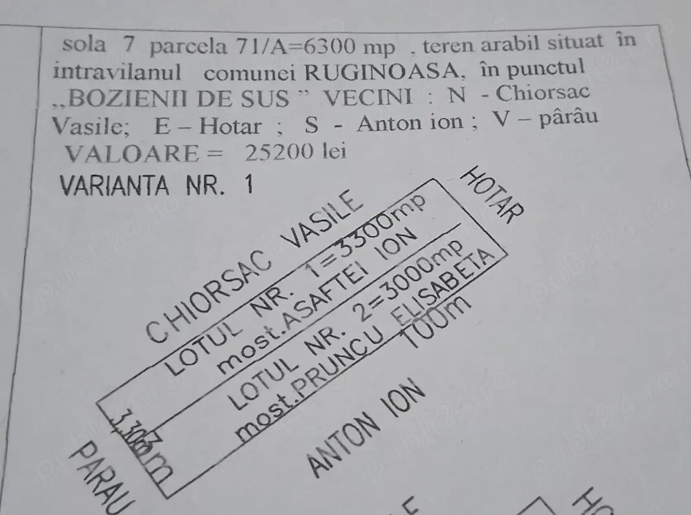 Vand teren intravilan,com.Ruginoasa jud. Neamț. 