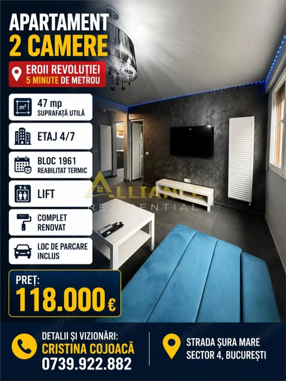 5 Minute Eroii Revolutiei Apartament 2 camere mobilat si utilat + parcare