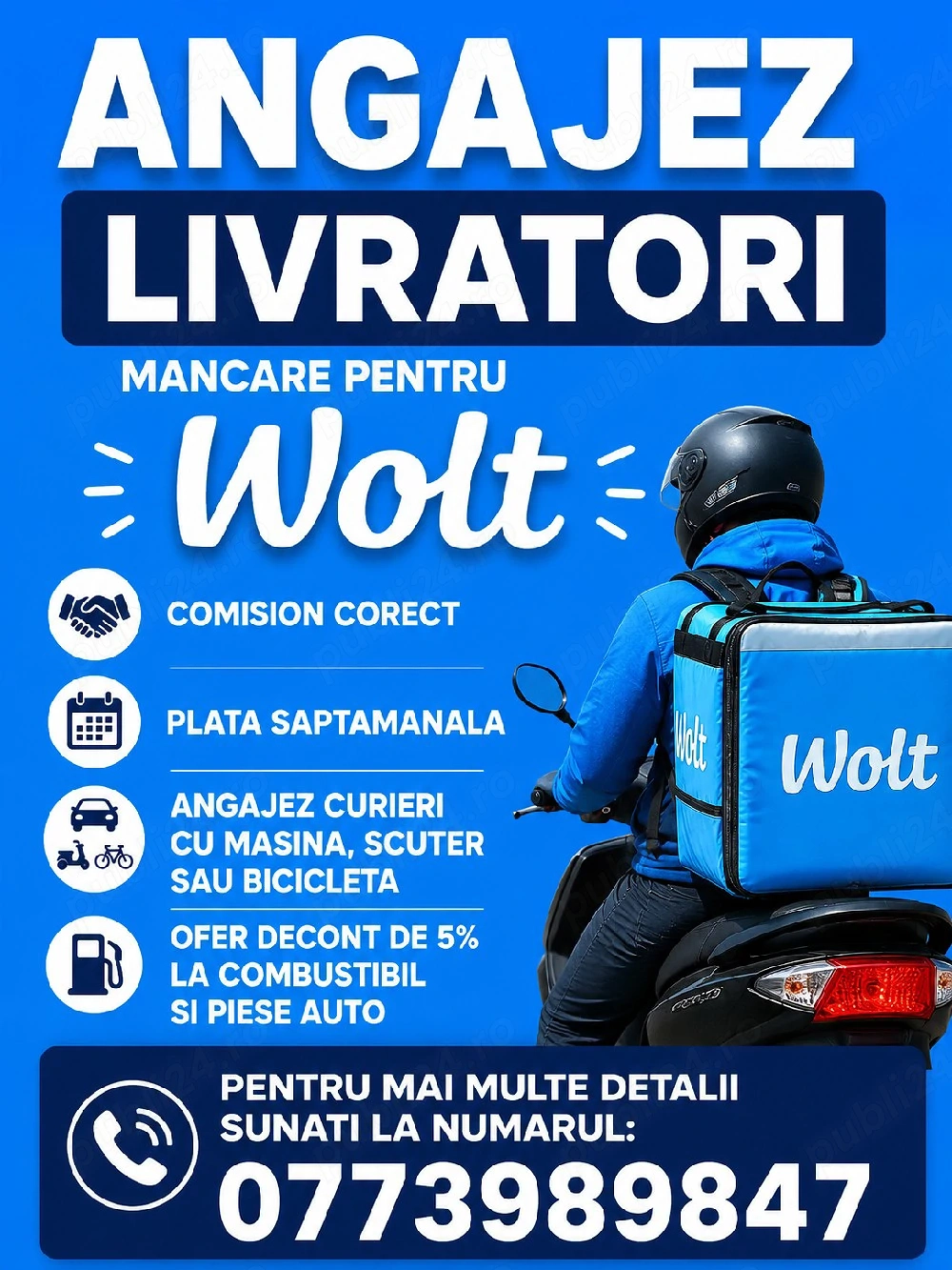 Angajez curieri pentru platforma Wolt