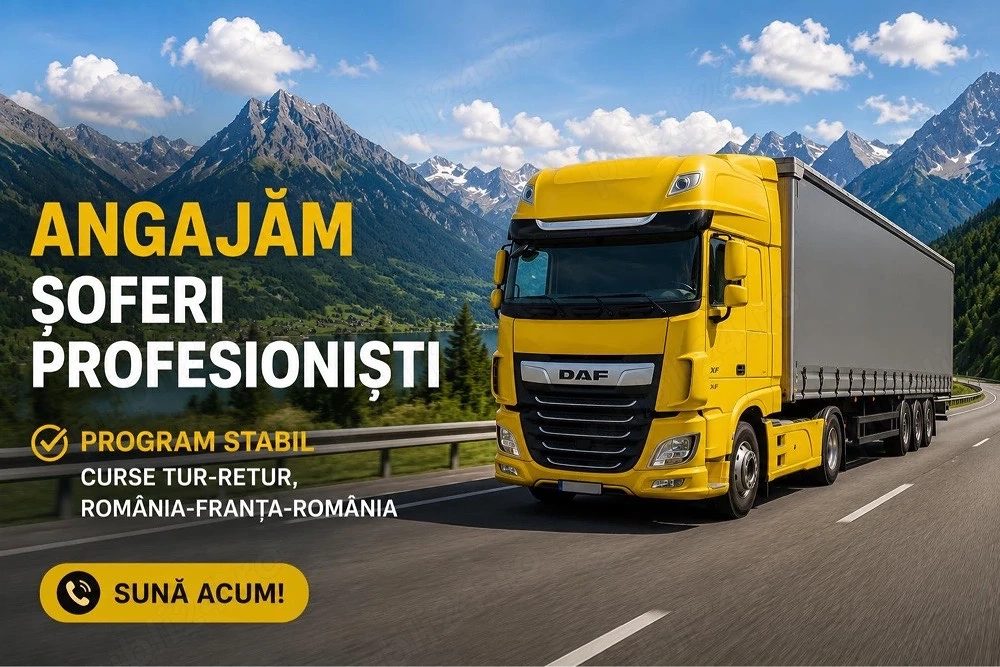    Angajam sofer profesionist C+E   TUR-RETUR Romania   Franta   Romania