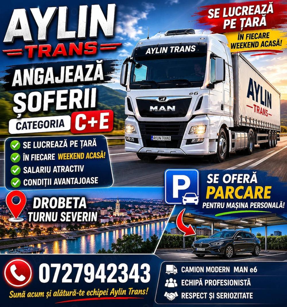 Angajări șoferi categoria C+E pentru transport intern 