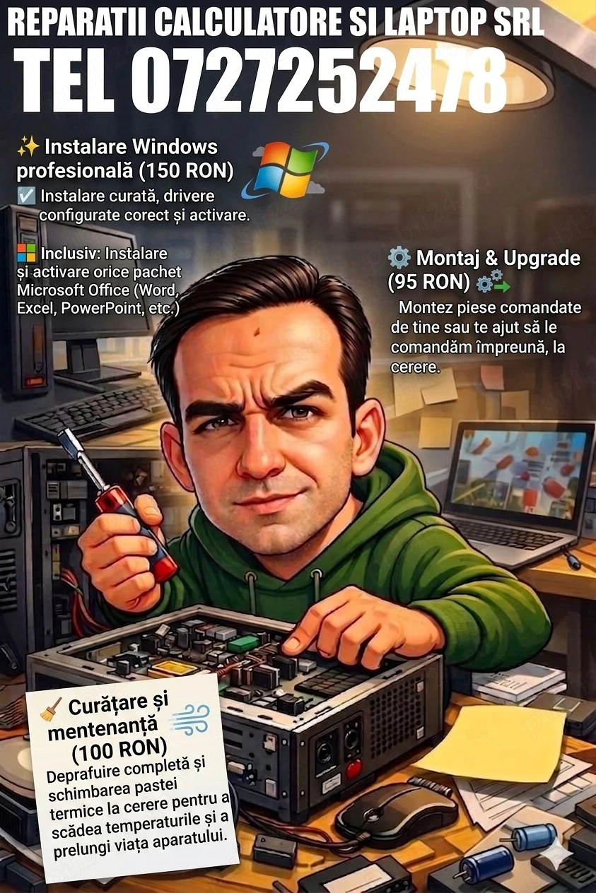 instalare windows si programe pret 150 