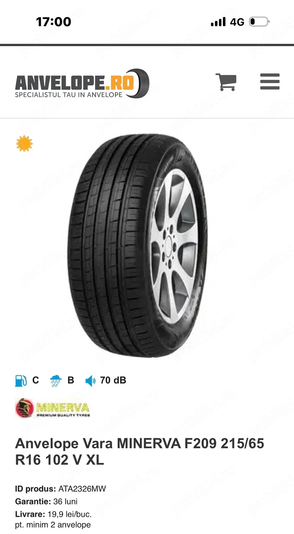 Cauciucuri de Vara Stare Noua 215/65 R16 MINERVA RADIAL  F209