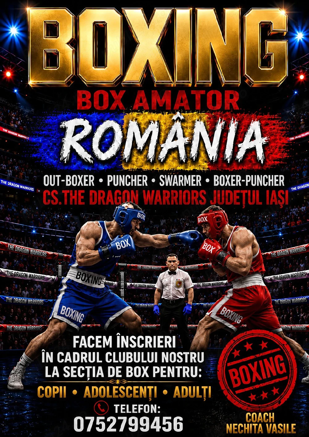 CS.The Dragon Warriors Facem Înscrieri (K-1 Kickboxing, Box Amator, Military MMA, Krav Maga, Karate)