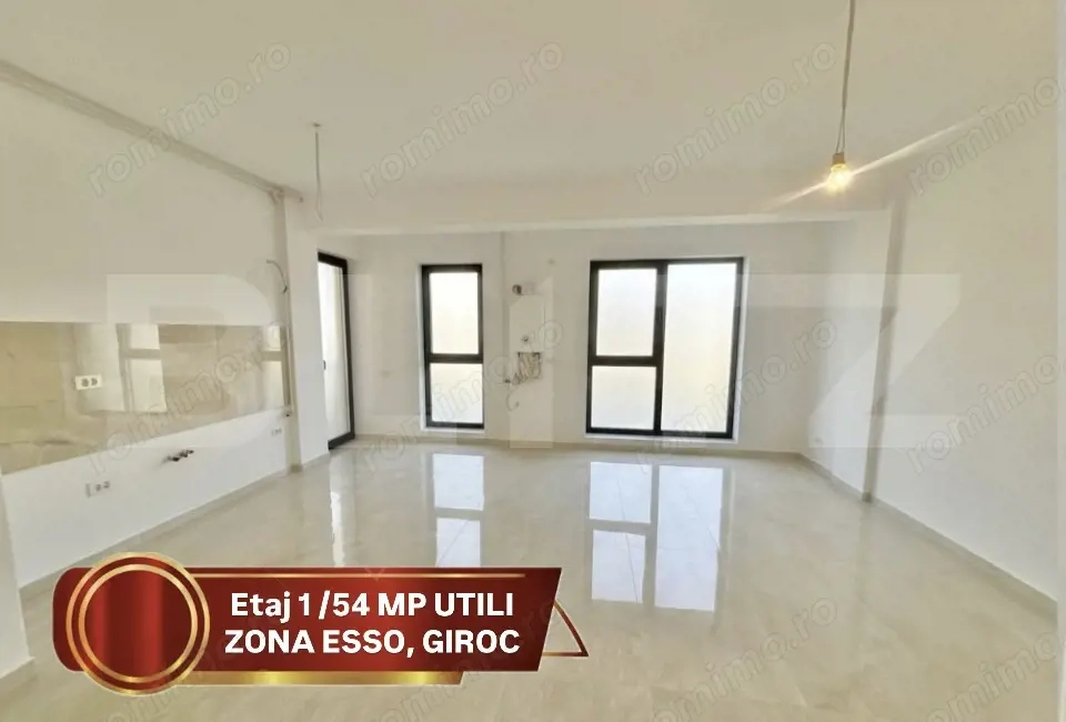 Etaj 1, Apartament cu 2 camere, 54 mp utili + 8,5 mp balcon, Zona Esso Giroc